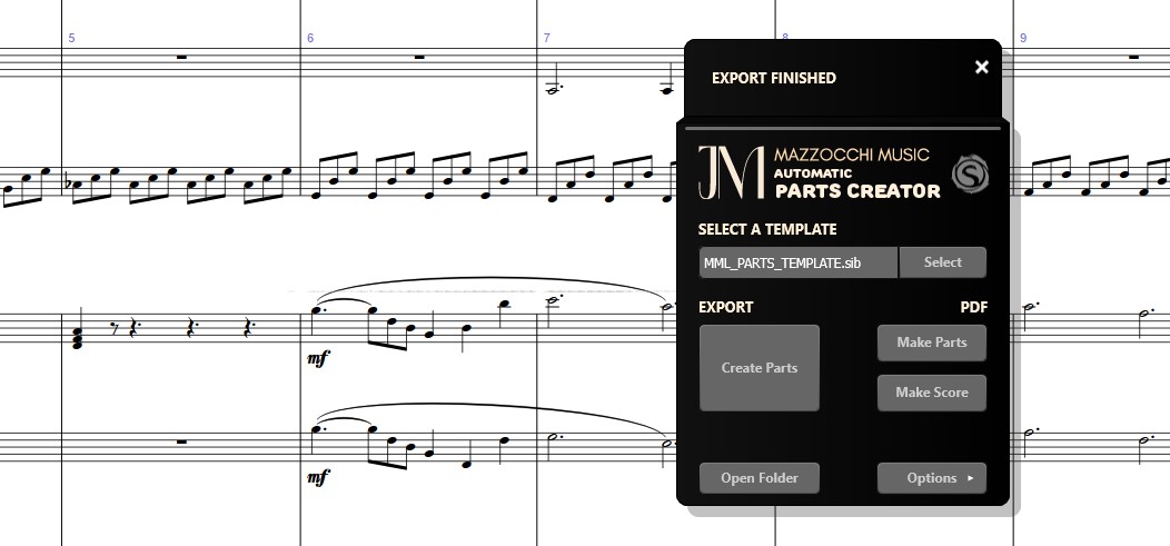 Automatic Parts Creator in Sibelius